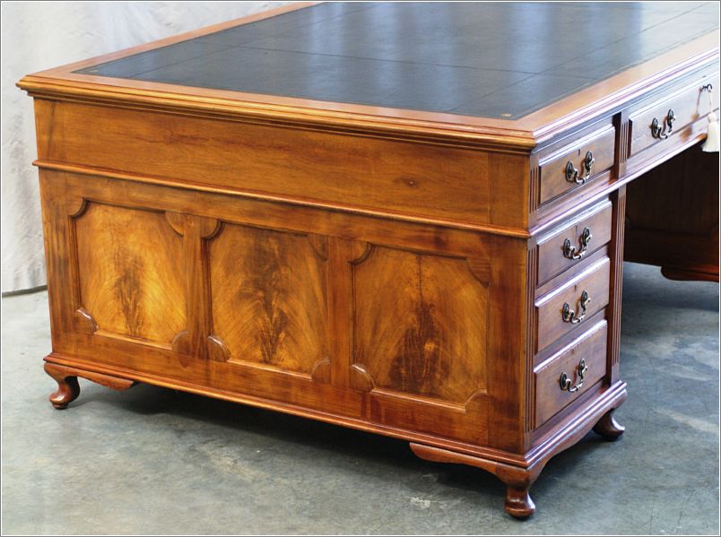 1019 Antique Large Mahogany Partners Desk (10)